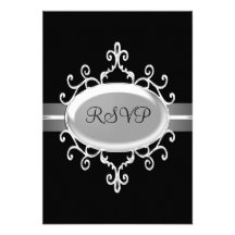 RSVP Response Card Black Silver Jewel Custom Invitations