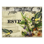 RSVP Response Card - Yellow Song Bird Cage Floral Personalized Invitations