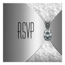 RSVP Silver Jewel Diamond 40th Birthday Invitation