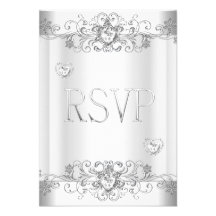 RSVP Silver White Diamond Hearts Announcement