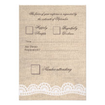 RSVP Vintage White Lace & Burlap Wedding Card