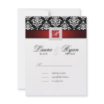RSVP Wedding Reply Card Jewel Black Red White Custom Announcements