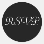 RSVP Wedding Sticker -Black with White Letters
