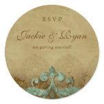 RSVP Wedding Stickers Antique Verdigris