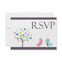 RSVP with Food Wedding Birds Card Invitation