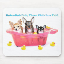 Rub a Dub Dub Three Chis in a Tub Mouse Pads