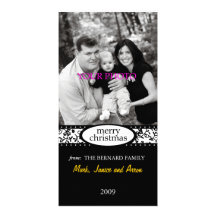 ruban de blanc de noir de Joyeux Noël Cartes Avec Photo