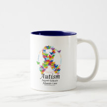 Ruban de papillon d'autisme tasses à café
