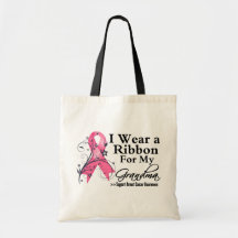 Ruban floral de grand-maman - cancer du sein sac en toile