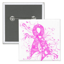 Ruban floral de remous de cancer du sein badges avec agrafe