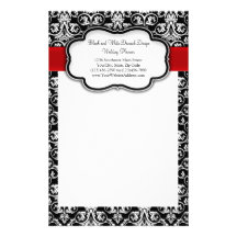 Ruban noir/blanc de rouge de damassé papier à lettre personnalisable