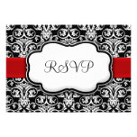 Ruban noir/blanc de RSVP assorti de damassé de rou Invitation Personnalisée