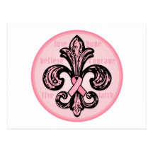 Ruban rose Fleur de lis Carte Postale