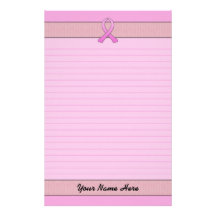 Ruban rose rayé papier à lettre personnalisé