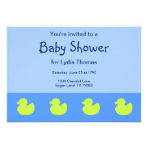 Rubber Duck Baby Boy Baby Shower Invitation
