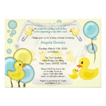 Rubber Duck Ducky Diaper Baby Shower Invitation
