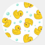 Rubber Duck Pattern Round Stickers