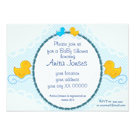 rubber ducky baby shower card custom invites