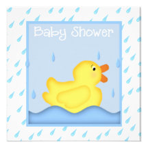 Rubber Ducky Blue Baby Shower Invitation