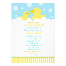 Rubber Ducky Duck Baby Shower Invitation for girl