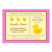Rubber Ducky Girl Baby Shower Invitation invitations