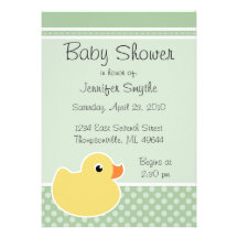 Rubber Ducky Mint Baby Shower Invitations