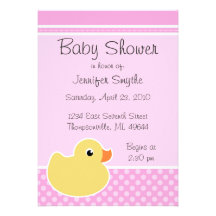 Rubber Ducky Pink Baby Shower Invitations
