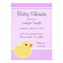 Rubber Ducky Purple Baby Shower Invitations