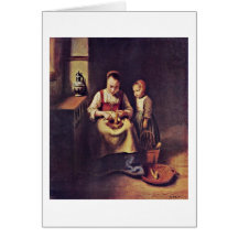 Rubenschalerin By Nicolaes Maas Greeting Card