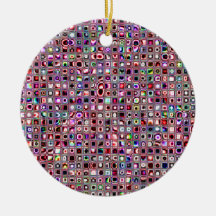 Ruby Red 'Bijoux' Textured Mosaic Tiles Pattern Christmas Tree Ornaments