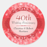 Ruby Red Bokeh 40th Anniversary Sticker