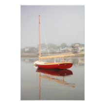 Ruby Red Catboat in Provincetown Harbour Art Photo
