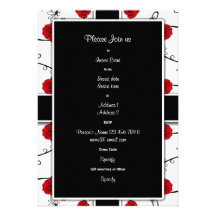 Ruby red roses - wedding invitations customizable