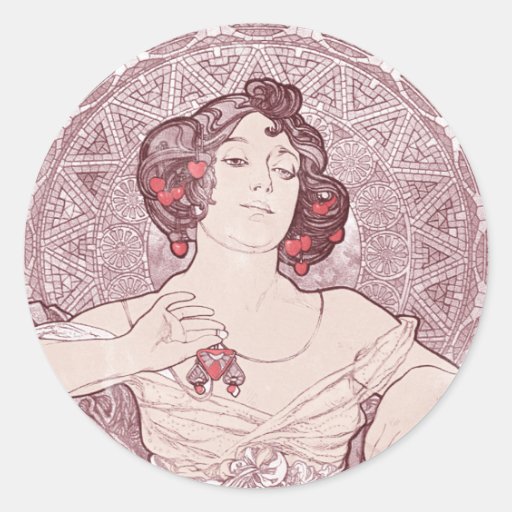 Ruby Red Vintage Art Nouveau Sticker