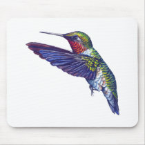 Ruby Throated Hummingbird Mouse Pads