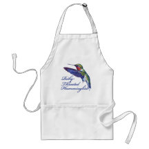Ruby Throated Hummingbird Scripted Aprons