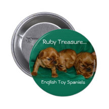 Ruby Treasure, English Toy Spaniels Pinback Buttons
