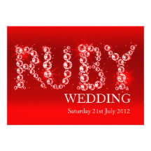 Ruby wedding sparkle in stones party invite 40th