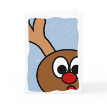 Rudolph in Snowy Window Greeting Cards