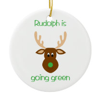 Rudolph is going green Christmas ornaments