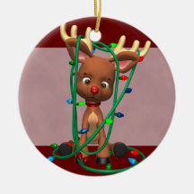 Rudolph l'ornement flairé rouge de Noël de renne