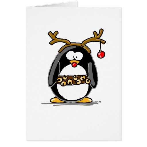 Rudolph penguin greeting card