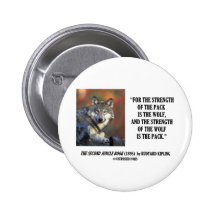Rudyard Kipling Strength Of the Pack Wolf Quote Pinback Button