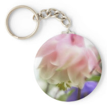 Ruffled Pink Aquilegia (Columbine) Keychain