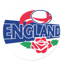 rugby ball england english rose round sticker