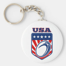 rugby ball shield usa flag stars and stripes keychains