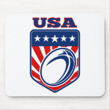 rugby ball shield usa flag stars and stripes mouse pads