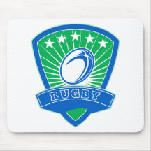 rugby ball with stars shield mouse pads
