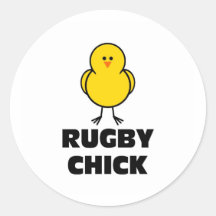 Rugby Chick Round Stickers