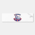 Rugby Lion sitting GB British union jack flag Bumper Stickers